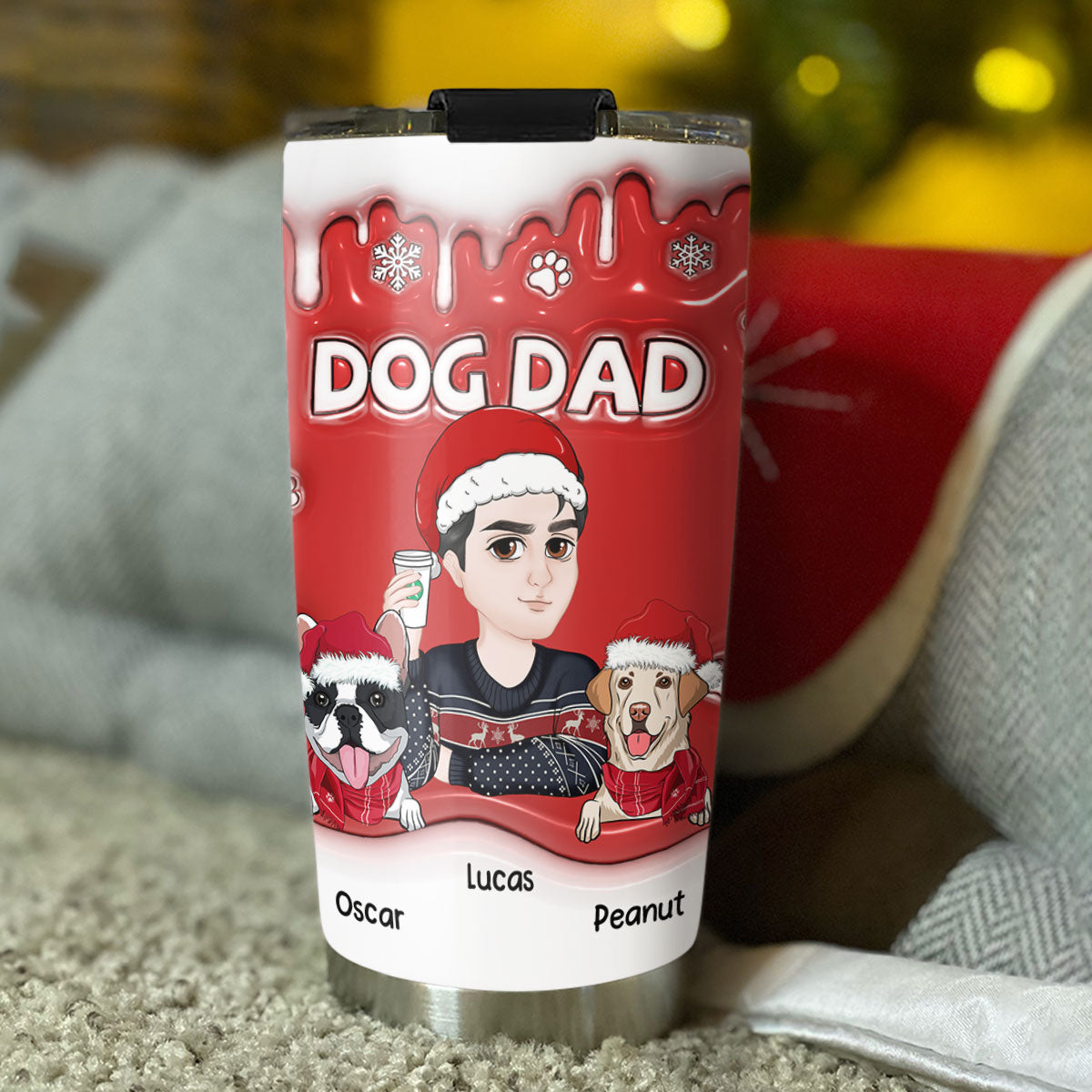 Personalized 3D Inflated Effect Christmas Tumbler for Dog Moms