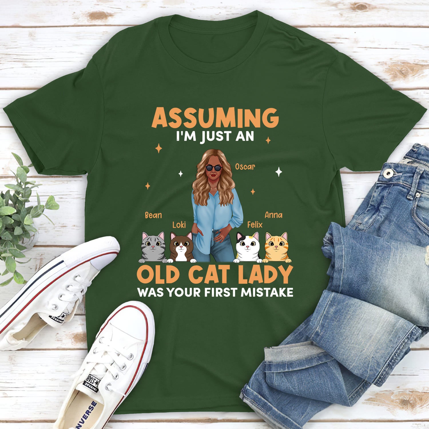 Old Cat Lady - Personalized Custom Unisex Cotton T-shirt for Pet Lovers