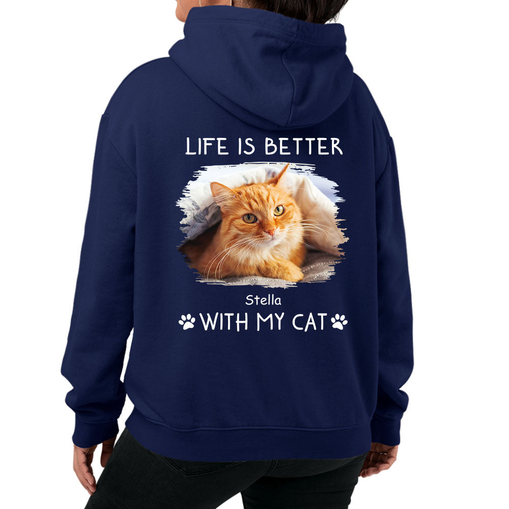 Personalized 'Better With Cats' Photo Hoodie - Ideal Gift for Pet Lovers