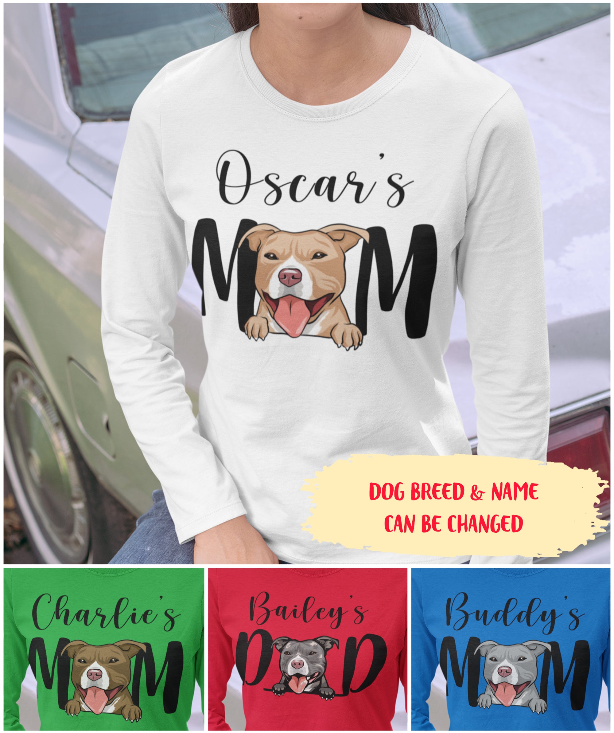 Customizable Long Sleeve Pitbull Owner T-shirt - Ideal Gift for Pet Lovers