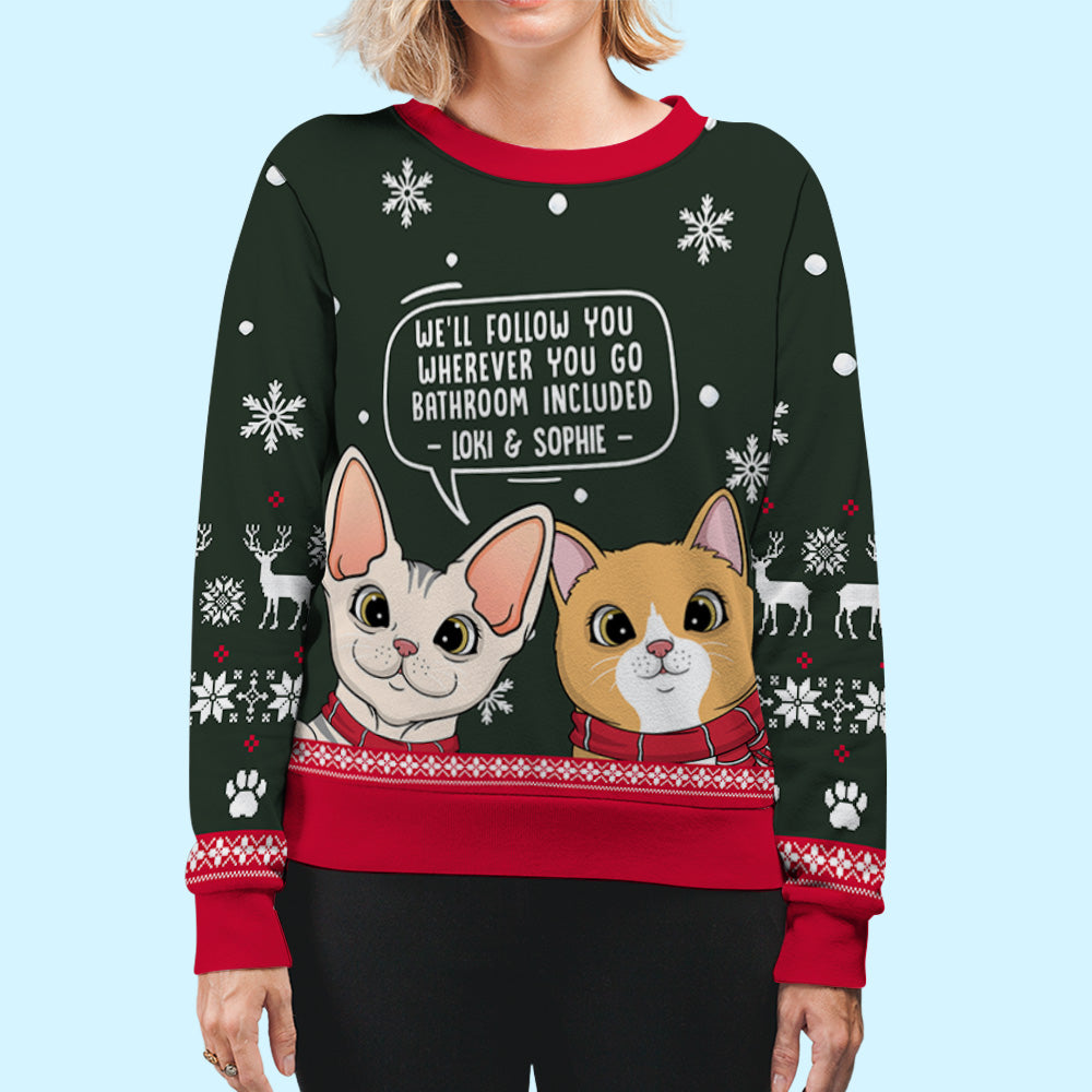 Personalized Cat - Following All - Over Print Sweatshirt: Ideal Gift for Pet Lovers