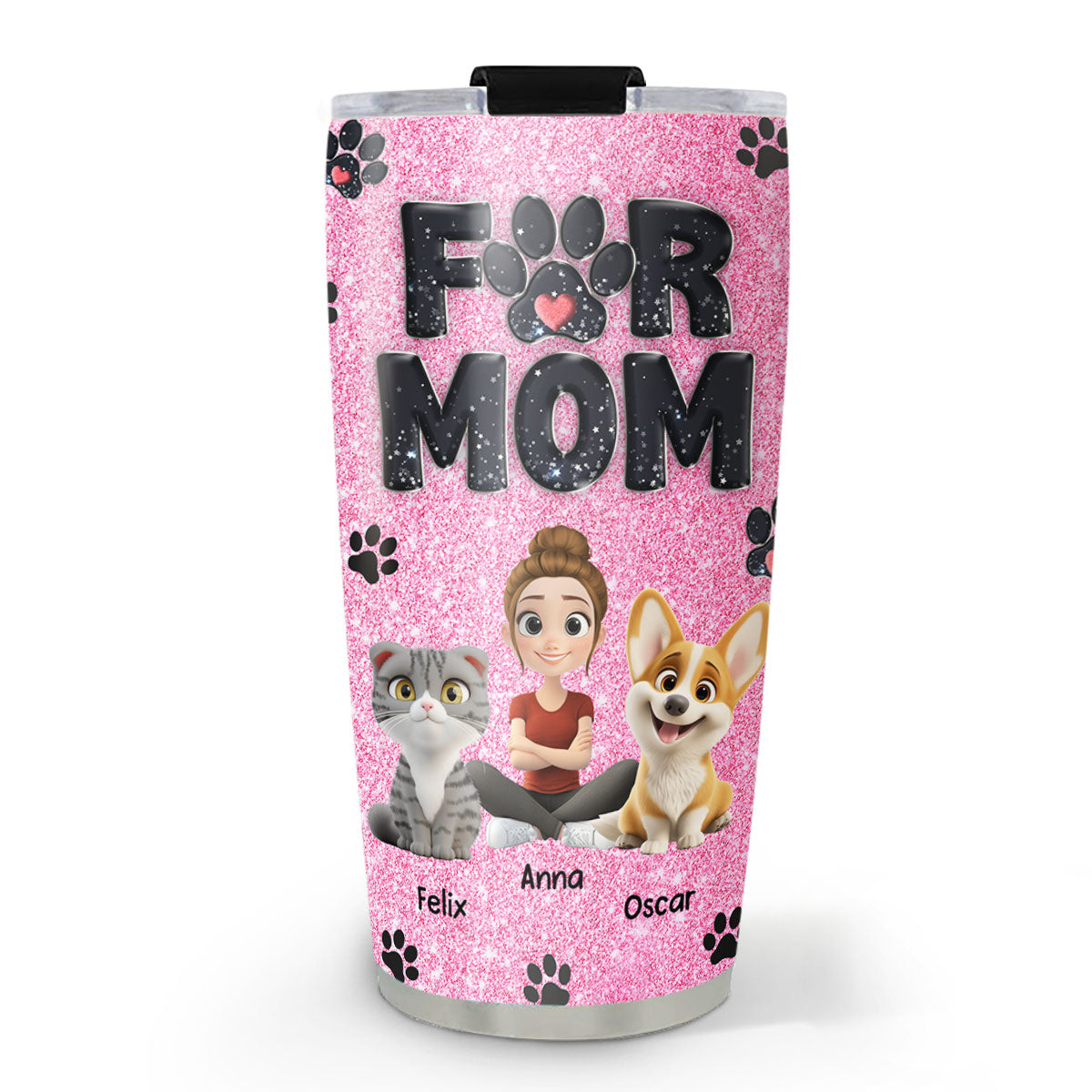 Personalized Lovely Fur Mom Blink Stainless Steel Tumbler