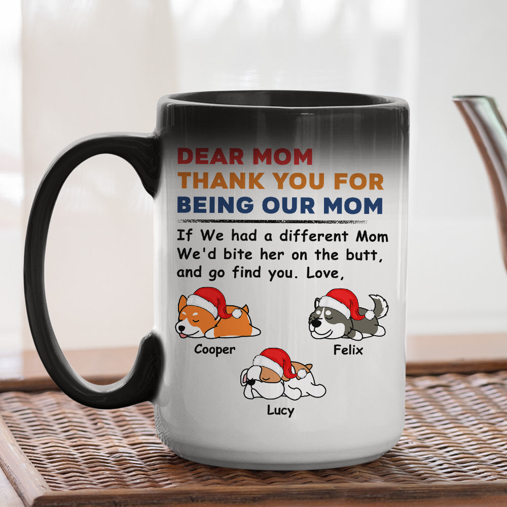 Personalized Color - Changing 'Bite The Butt' Christmas Mug: Ideal Gift for Pet Lovers