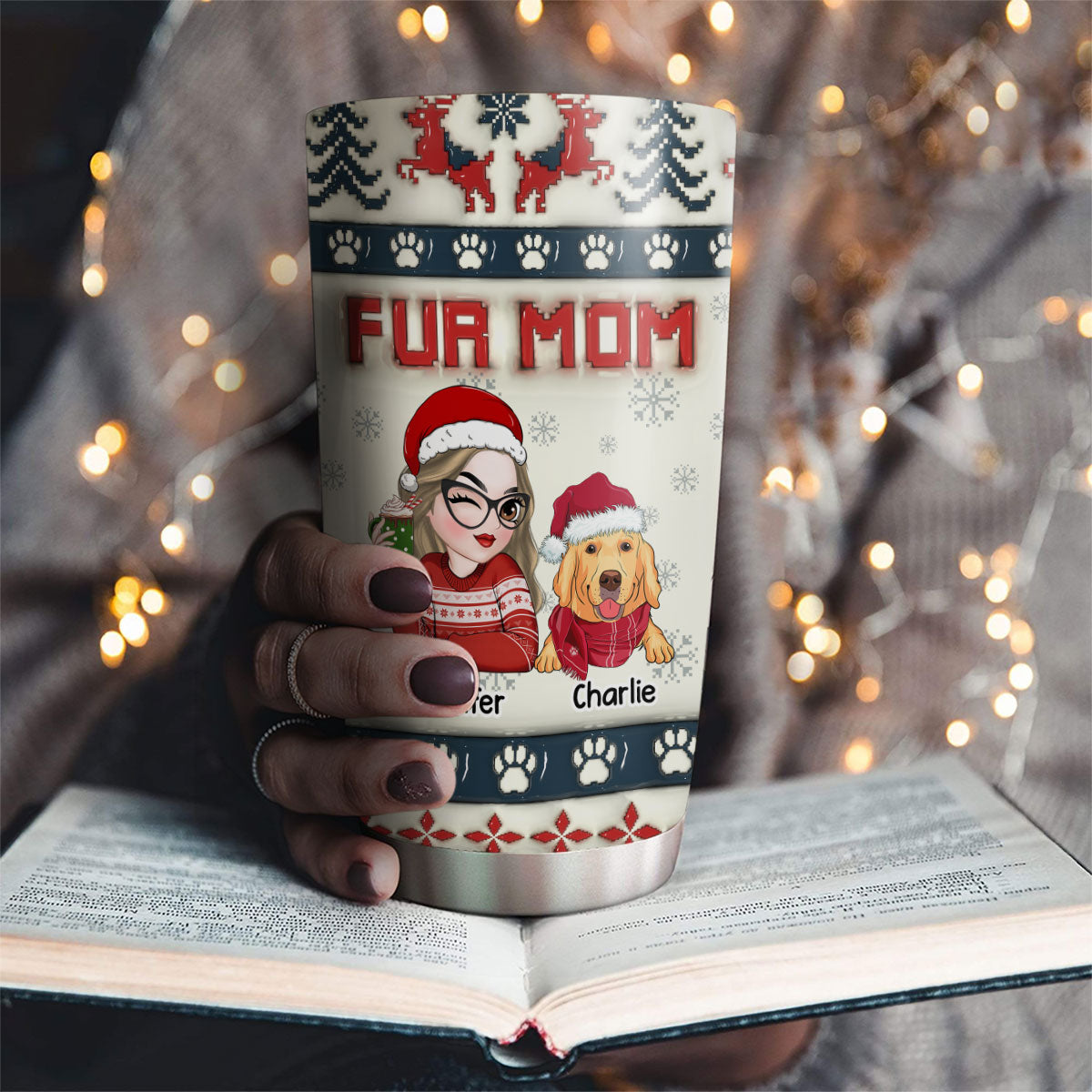 Fur Mom Pixel - Unique Personalized 3D Inflated Effect Stainless Steel Tumbler