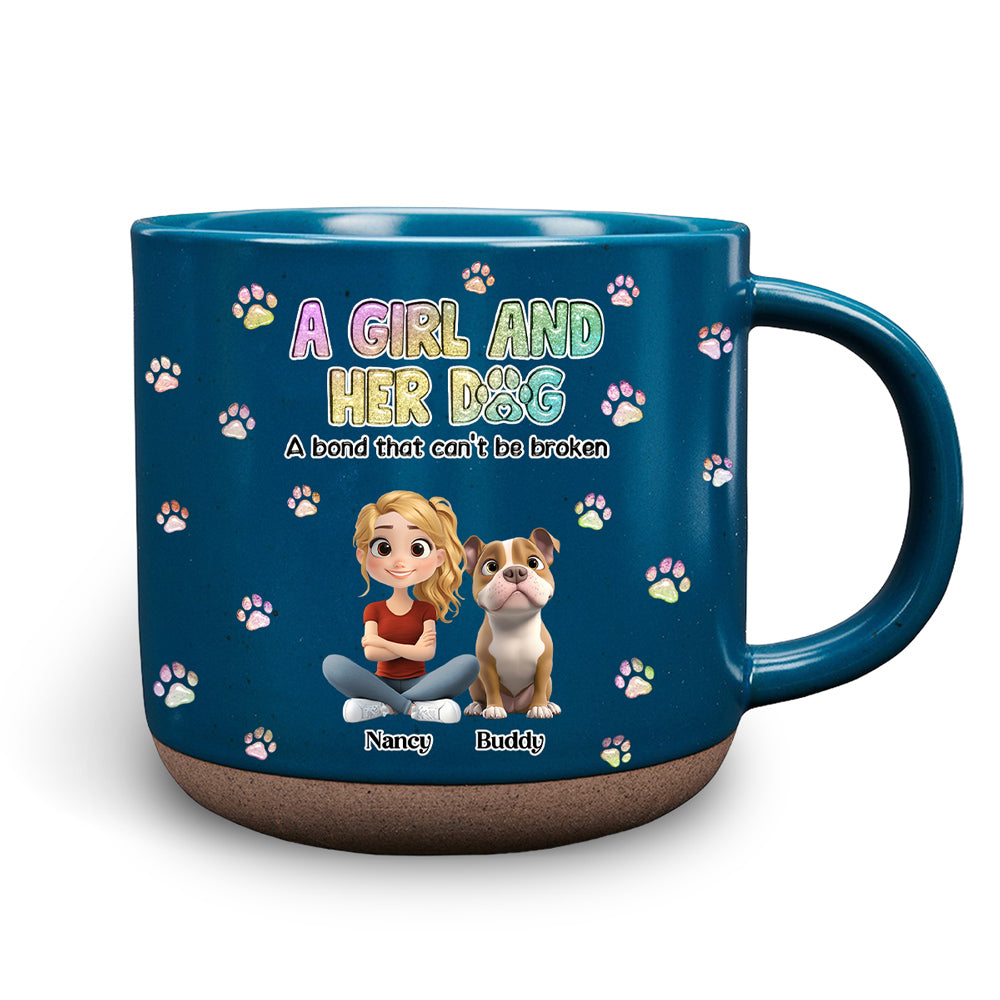 Personalized Custom 'A Girl And Her Dog' Pottery Mug for a Heart - warming Experience