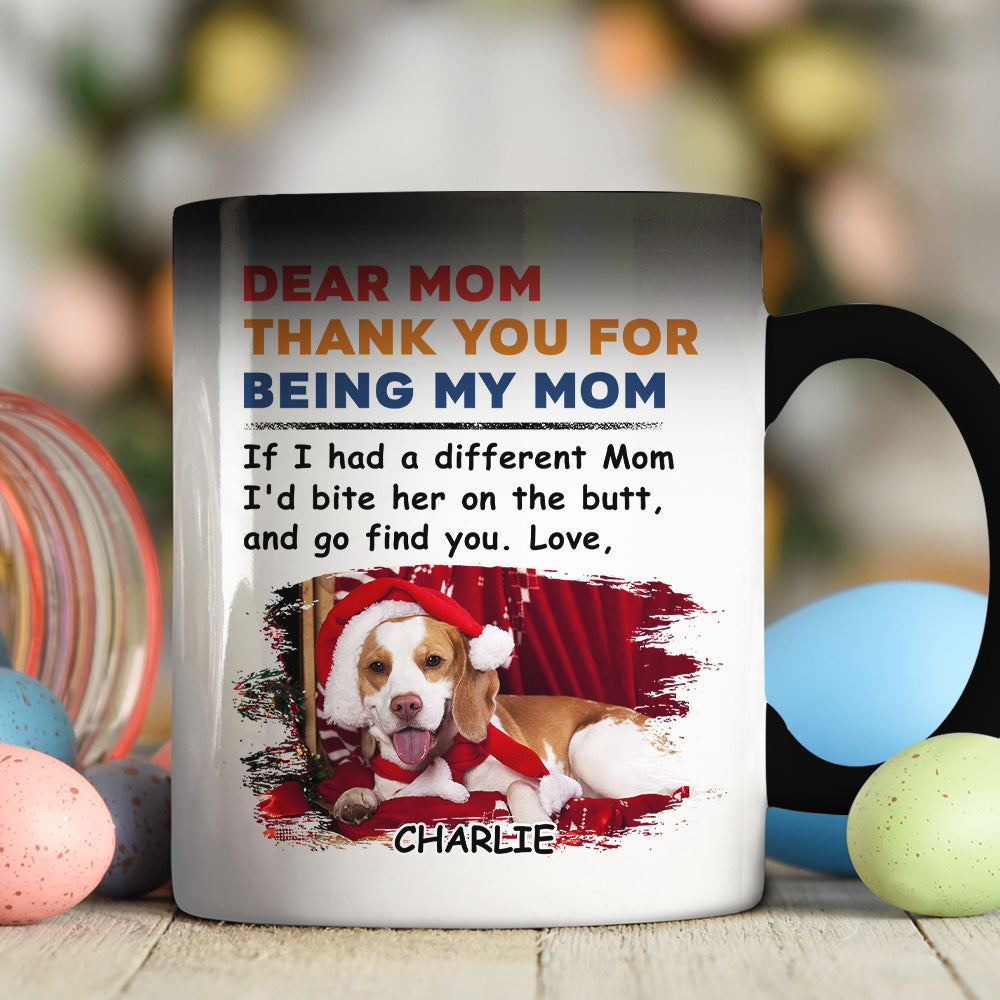 Personalized Color - Changing 'Bite The Butt' Christmas Mug: Ideal Gift for Pet Lovers
