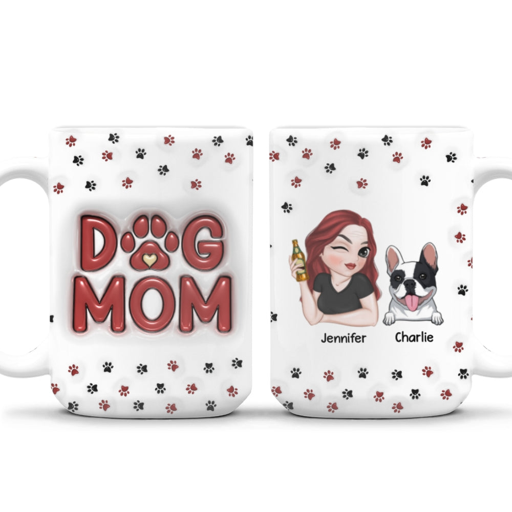 Personalized 3D Inflated Effect Lovely Dog Mom Mug