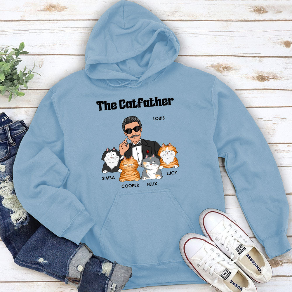 The Cool Catfather - Customizable Personalized Hoodie for Unique Gifts