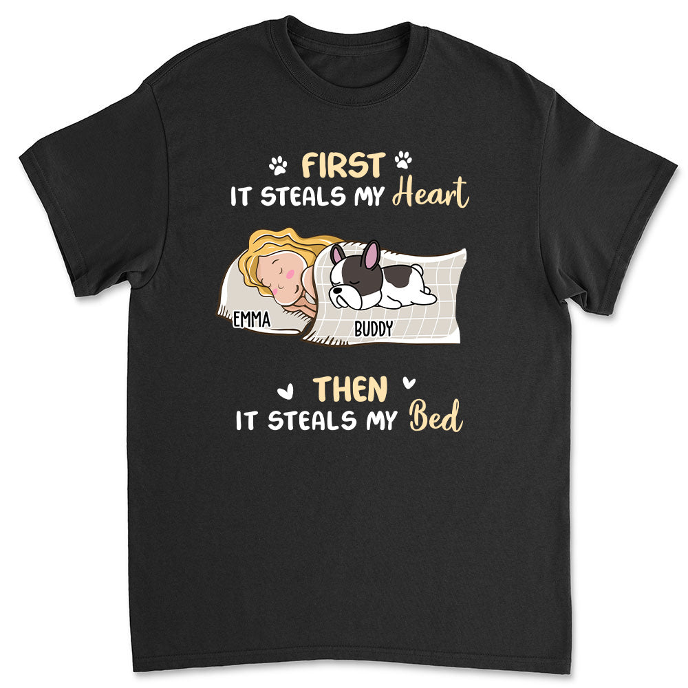 Personalized Custom Unisex 'Dog Stole My Bed' T-shirt for Pet Lovers
