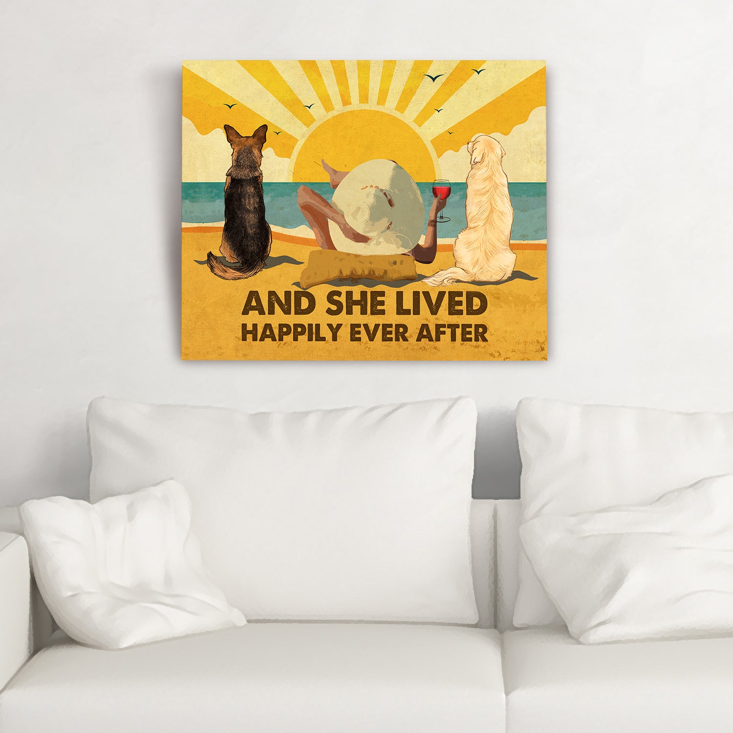 Dog Lover's Dream: Personalized Custom Beach, Wine, and Dog Canvas