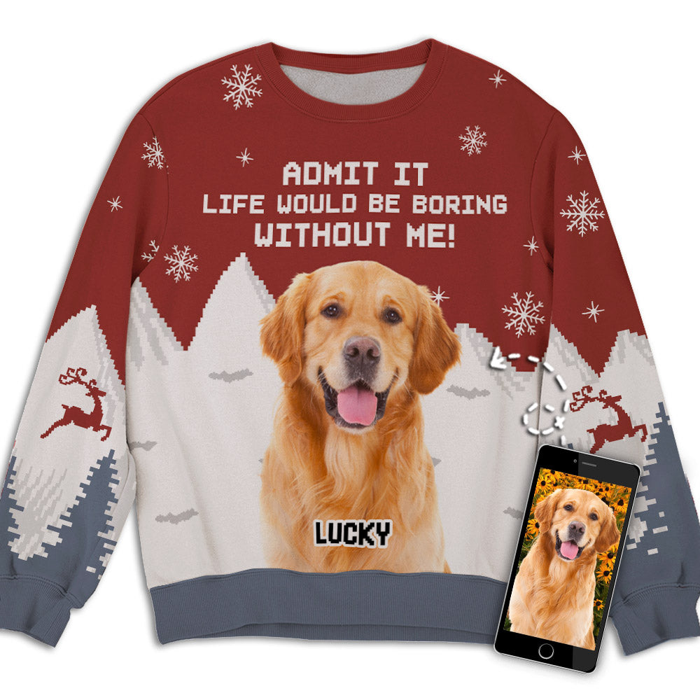 Personalized Snowy Pet Photo All-Over-Print Sweatshirt - Ideal Gift for Pet Lovers