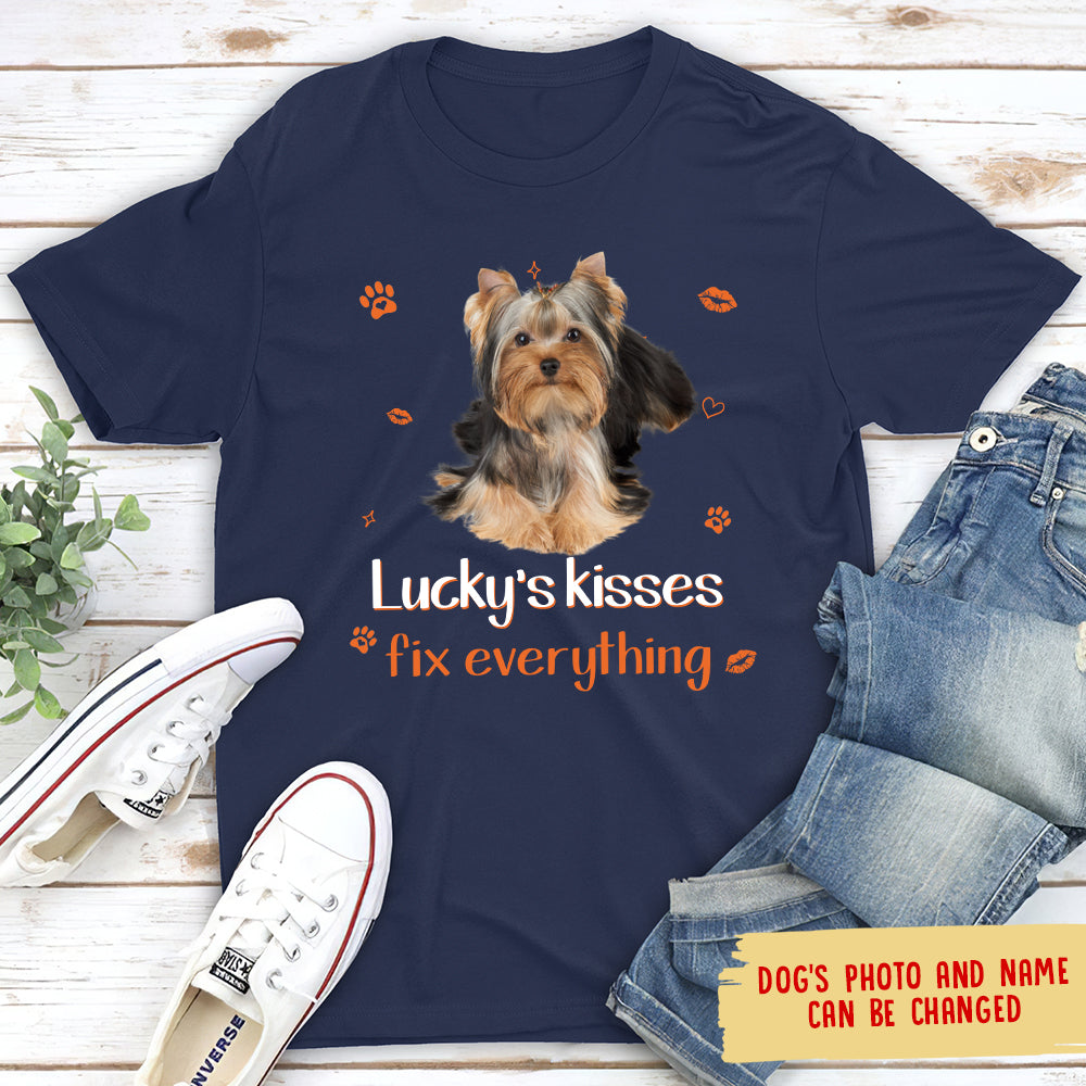Customizable Dog Kisses Unisex Personalized Photo T-shirt for Pet Lovers