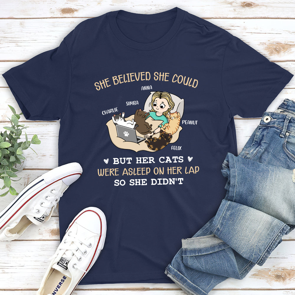 Personalized Unisex 'Her Cat Was Asleep' T-shirt - Ideal Gift for Pet Lovers
