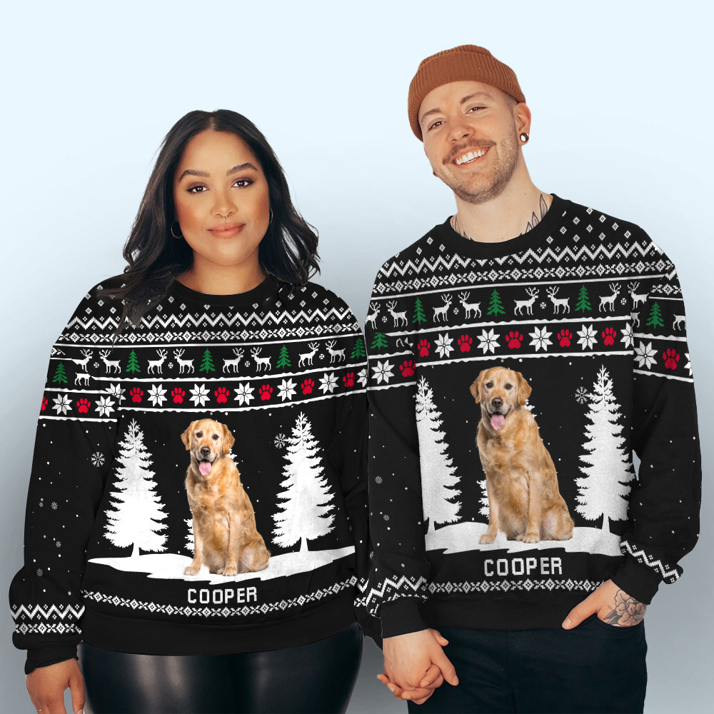 Personalized Winter Dog All-Over Print Sweatshirt - Ideal Gift for Dog Lovers