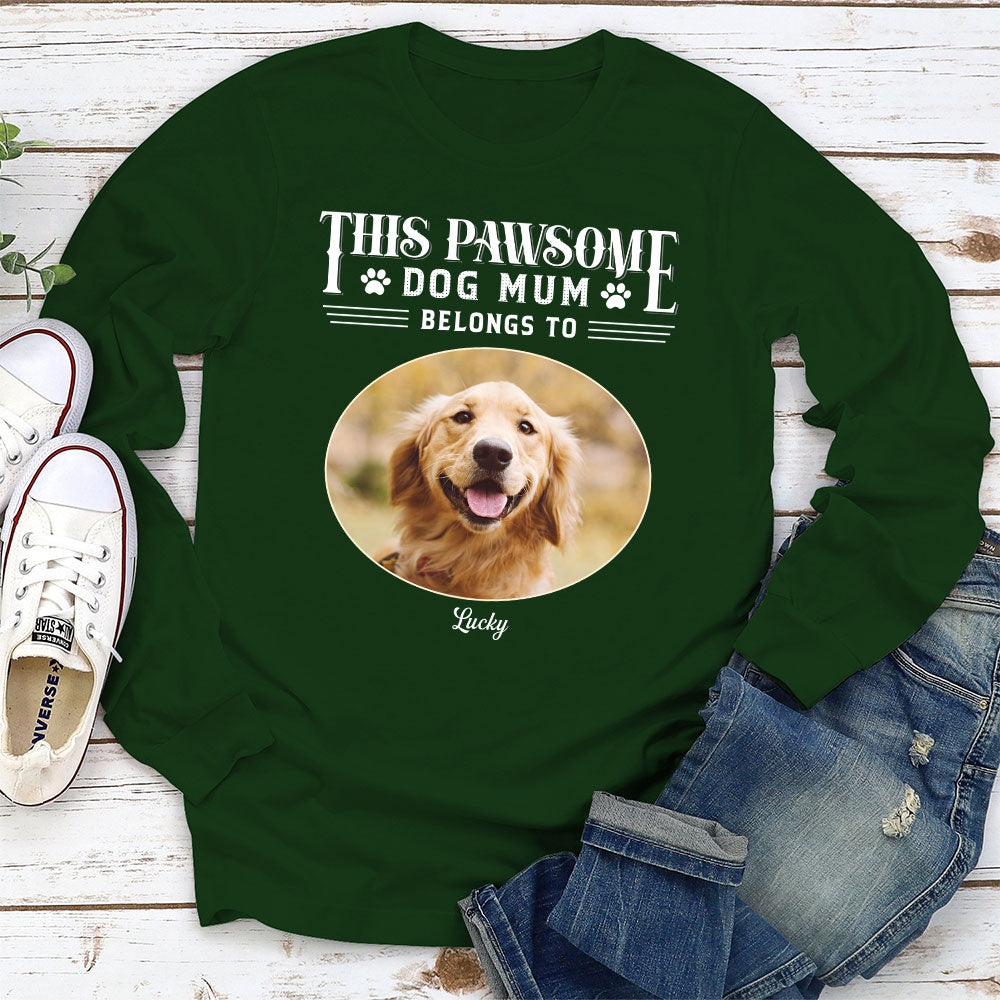 Pawsome Personalized Custom Long Sleeve Dog Dad T-shirt