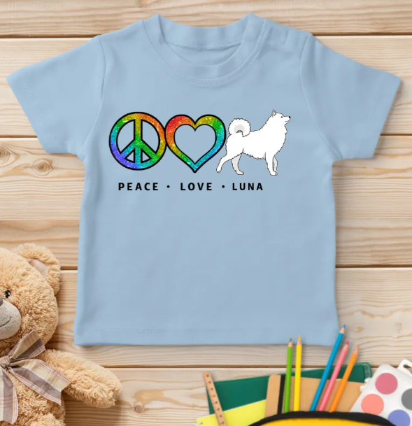 Personalized Peace Love Dog Pattern Youth T-shirt - Ideal Gift for Dog Lovers