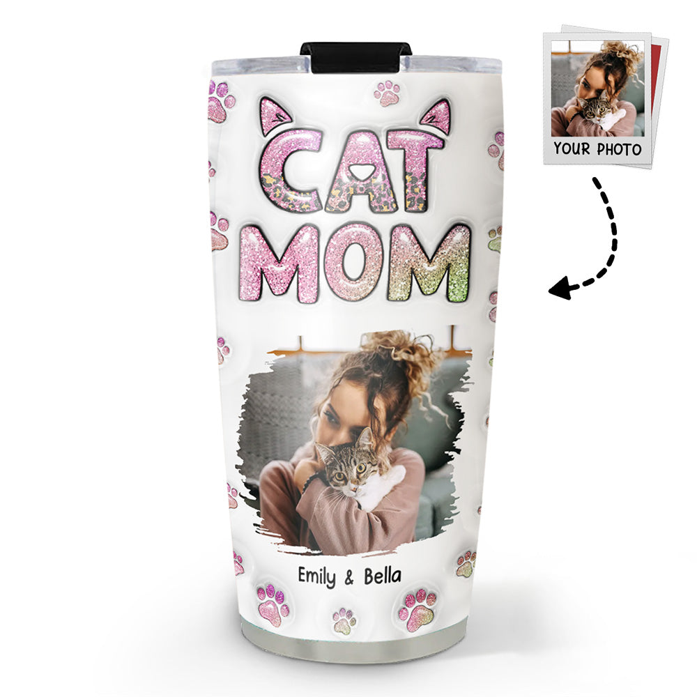 Cat Mom Chibi Version 2 Personalized 3D Inflated Effect Stainless Steel Tumbler