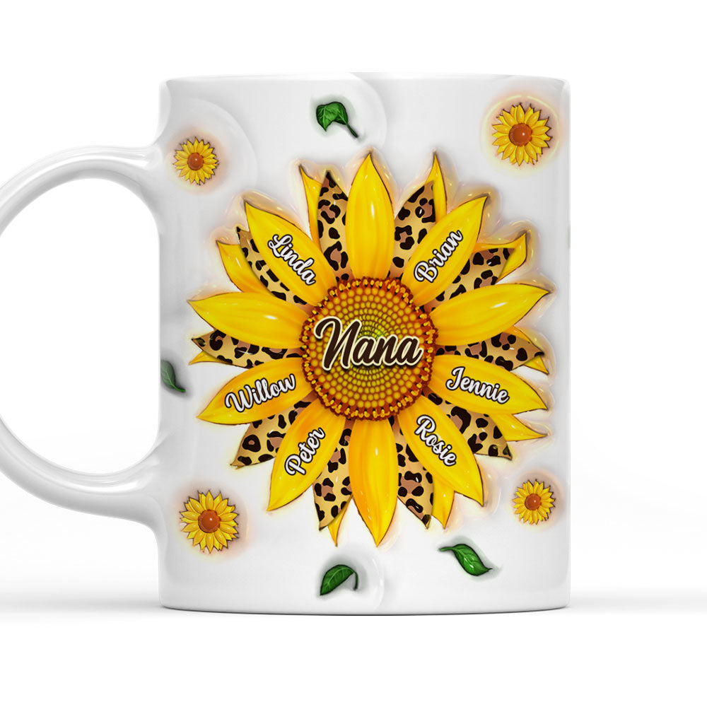 Nana Sunflower Personalized 3D Inflated Effect Custom Mug - Ideal Gift for All