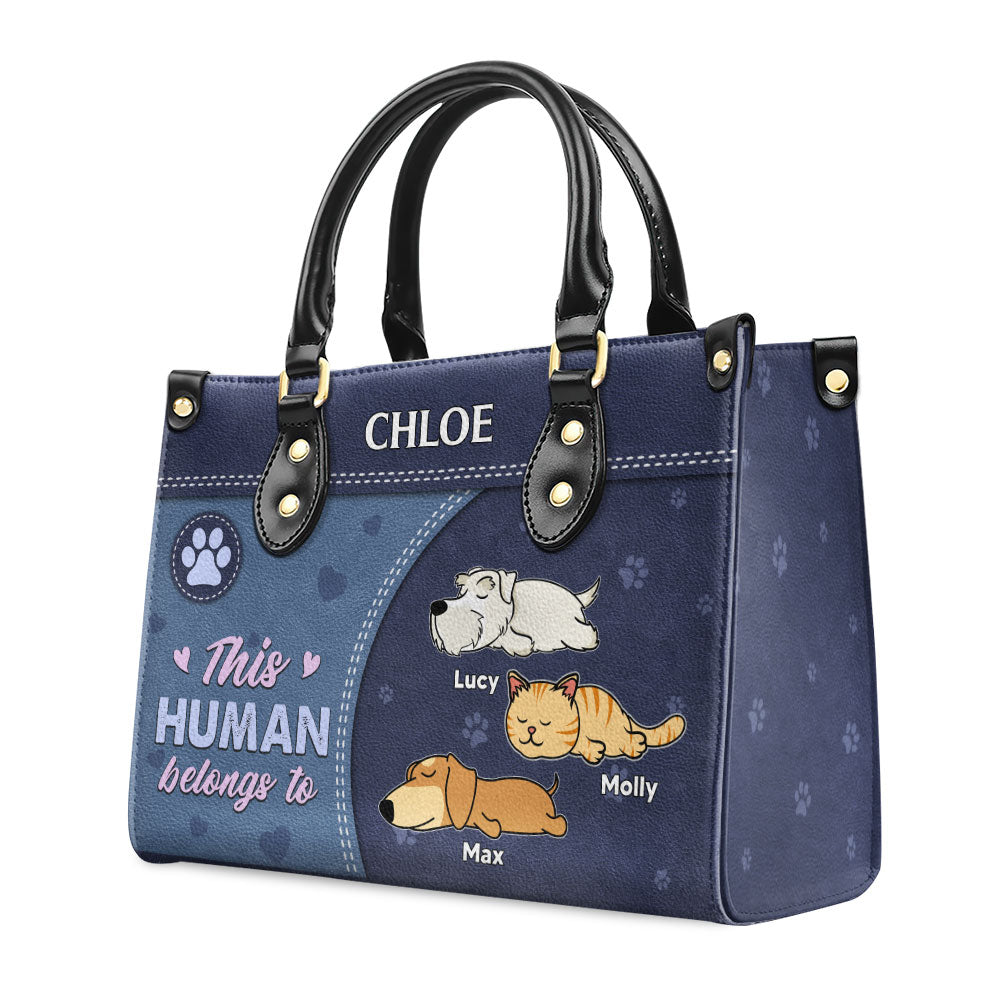 Personalized Custom Leather Bag: 'This Human Belongs To' - Show Your Love for Fur Babies