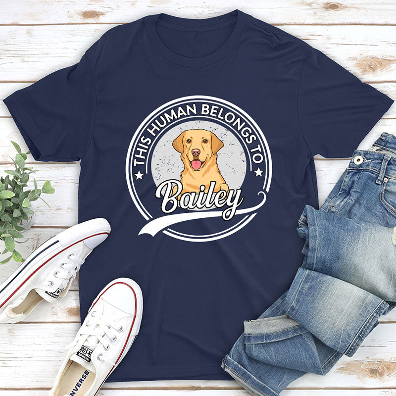Human Belongs To Dog V2 - Customizable Unisex Personalized T-shirt for Pet Lovers