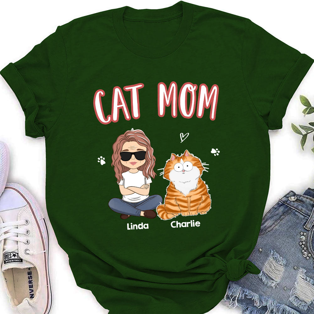 Customizable Cat Mom Women's T-shirt - Ideal Gift for Pet Lovers