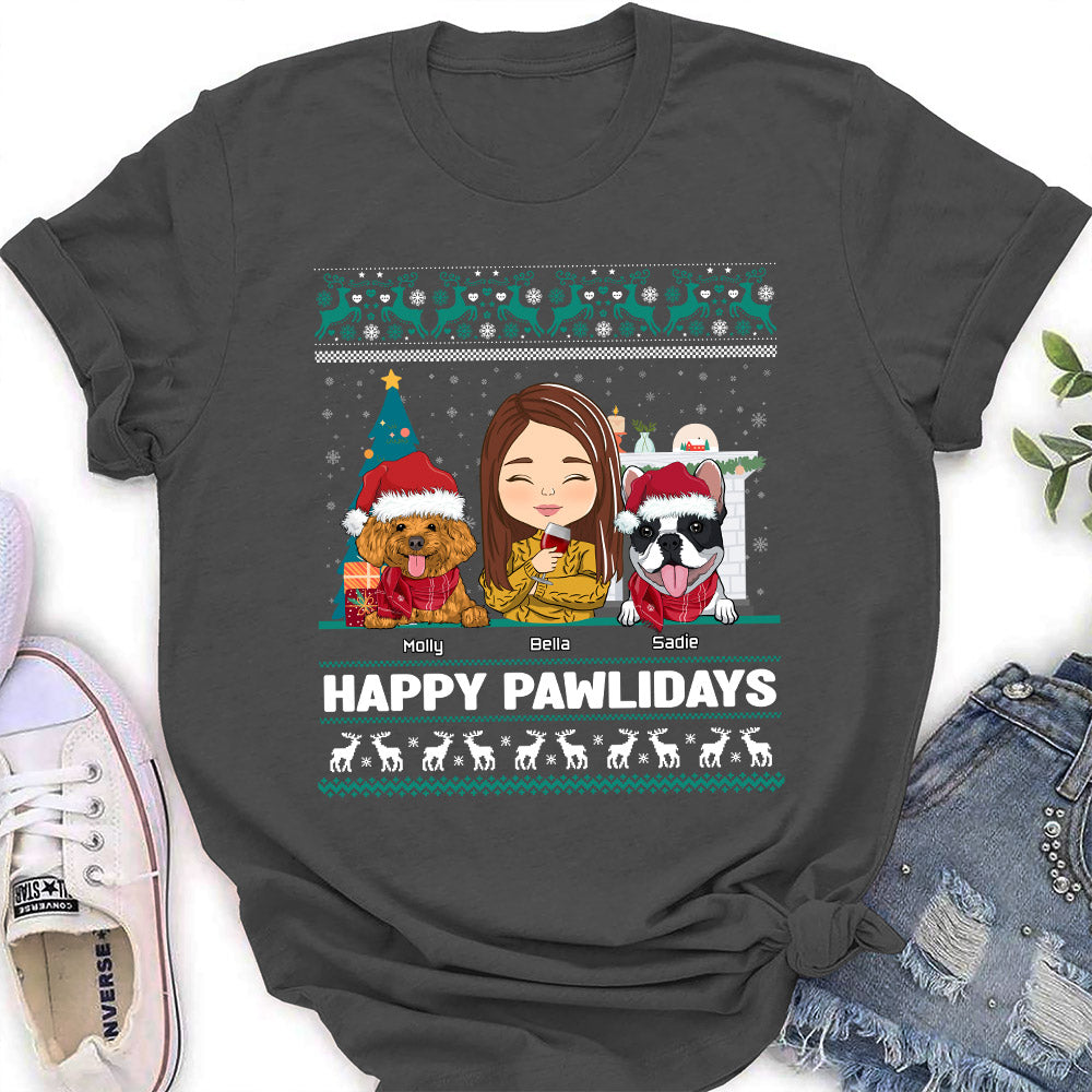 Happy Pawlidays - Customizable Personalized Women's Pet Lover T-shirt