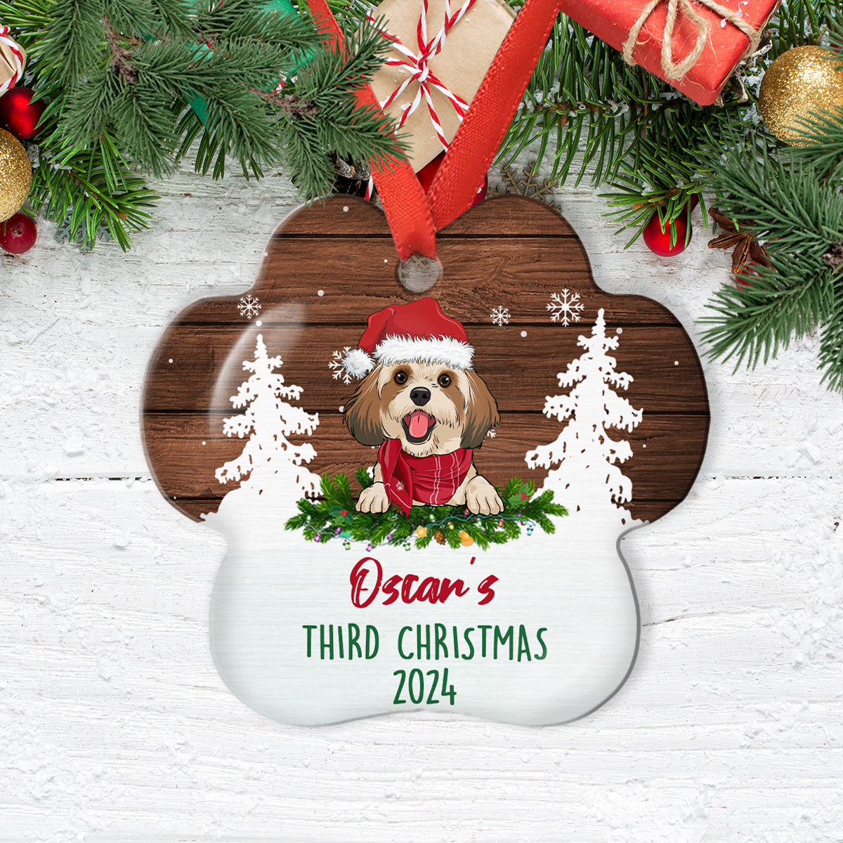 Customizable Dog Christmas Aluminum Ornament - Ideal Gift for Pet Lovers