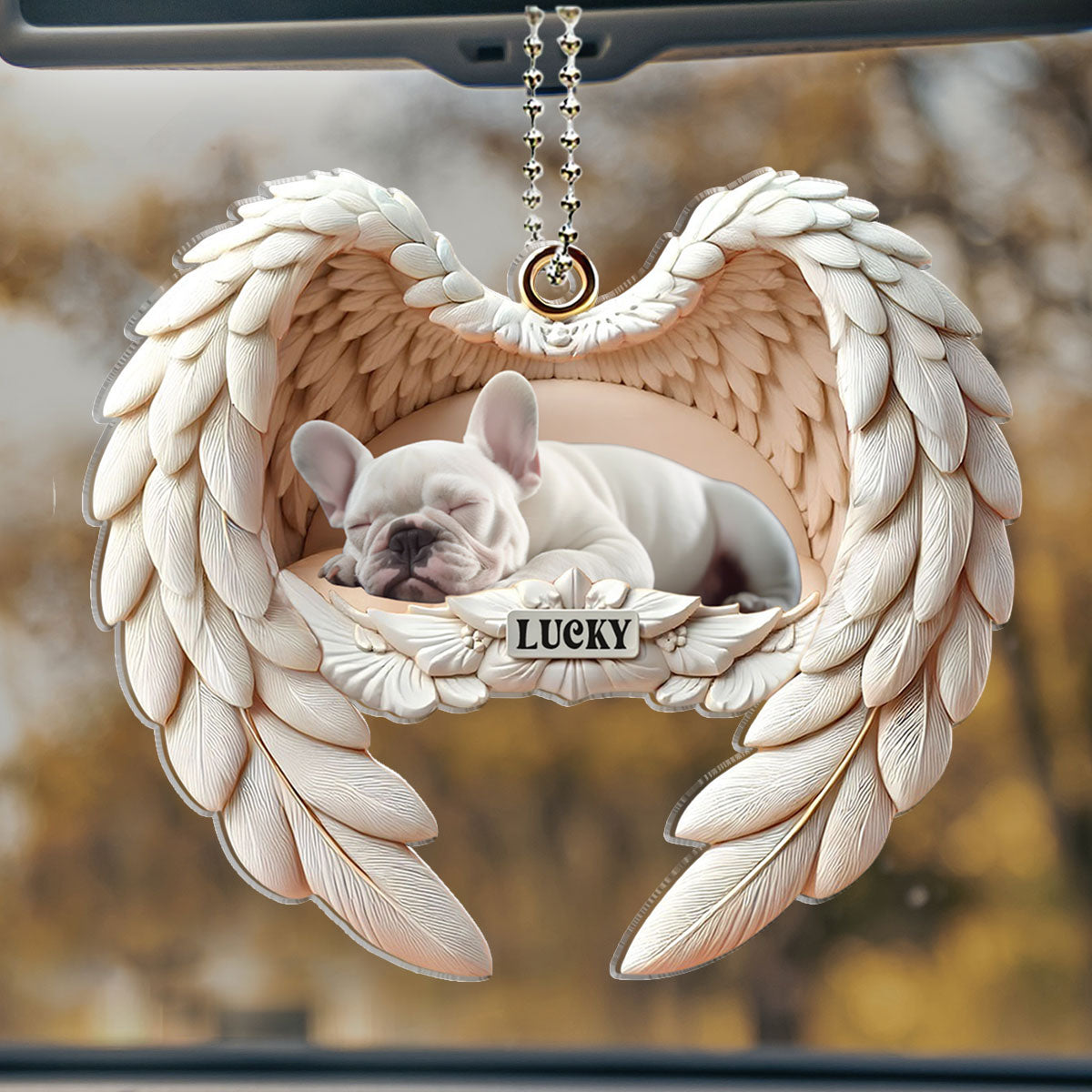 Angel Wings Personalized Custom Acrylic Car Ornament for Pet Memorial