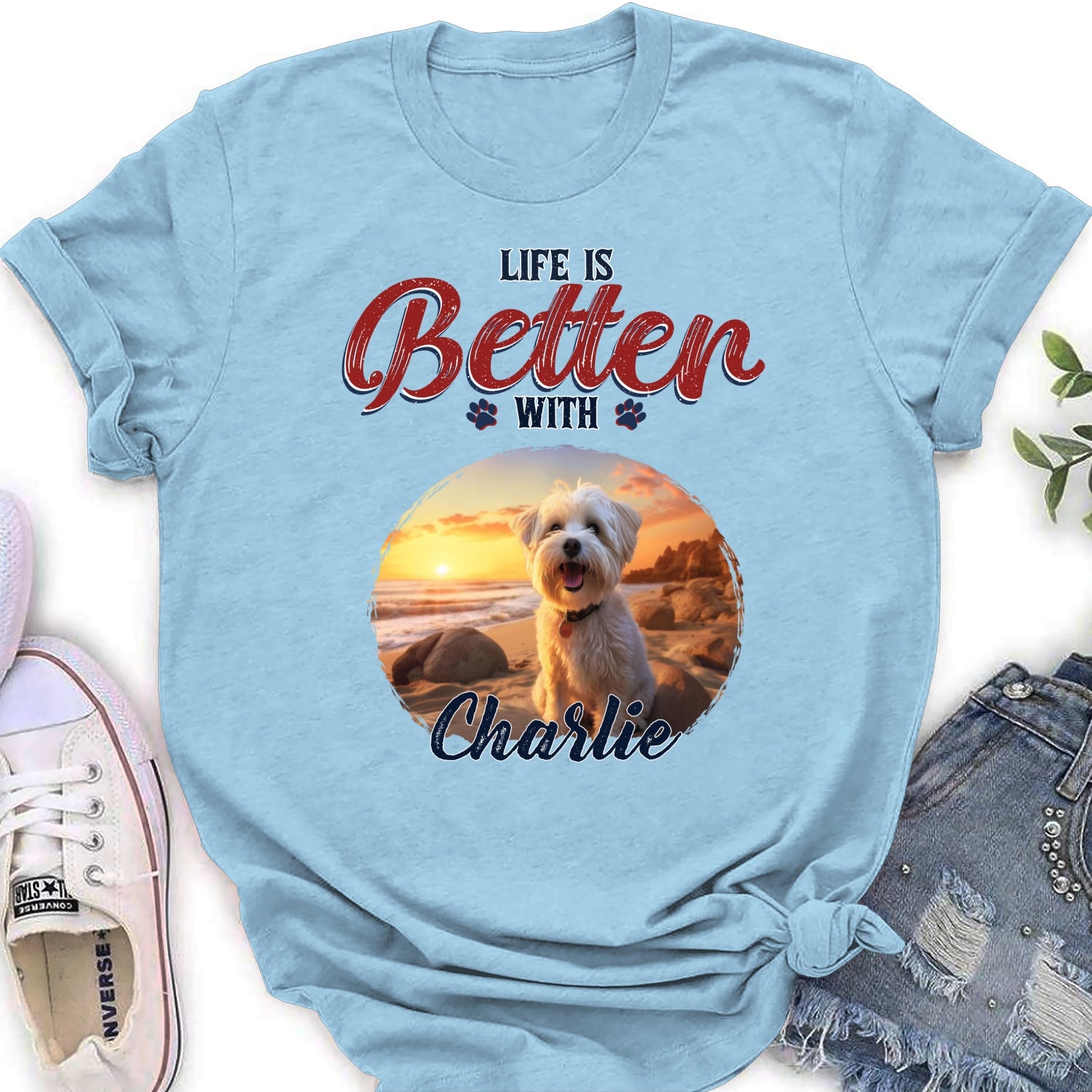 Personalized Custom Women's T-shirt: A Perfect Photo Keepsake for a Better Life with Your Dog