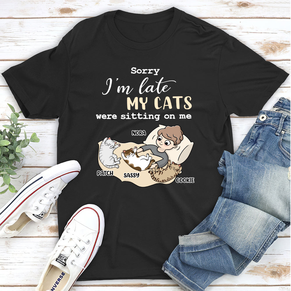Personalized Unisex 'Cats Sitting On Me' T-shirt - Ideal Gift for Pet Lovers