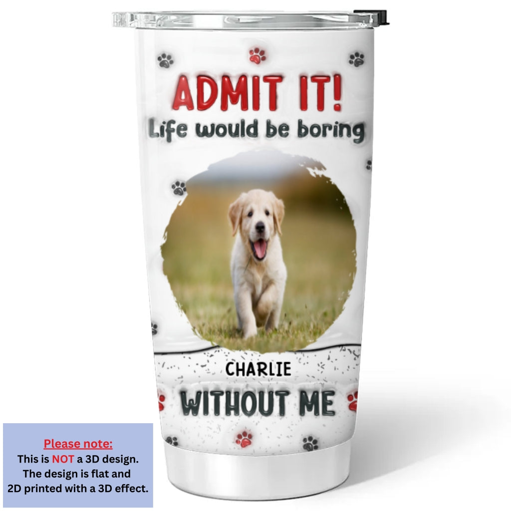Accept It Personalized Custom 3D Inflated Effect Pet Photo Tumbler - 20oz High - Quality Stainless Steel