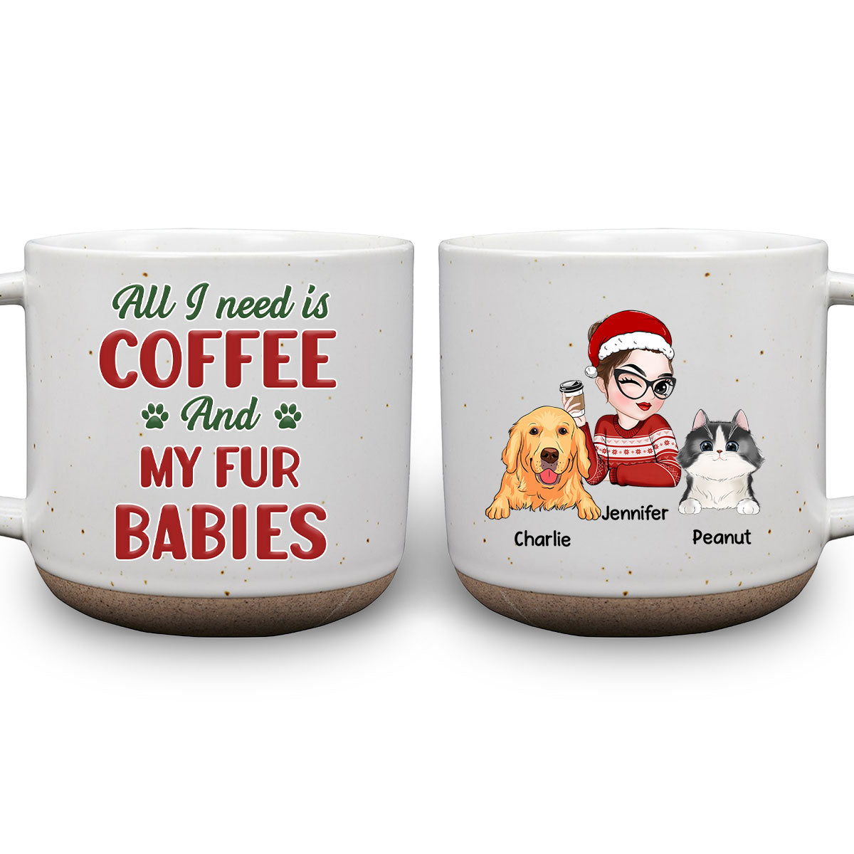 Personalized 'All I Need Is My Fur Baby' Pottery Mug - Customized for Your Canine Love