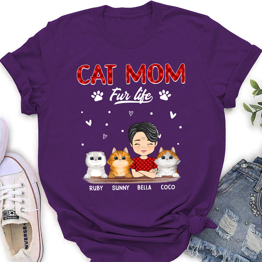 Cat Mom Fur Life - Customizable Women's Personalized T-shirt for Pet Lovers
