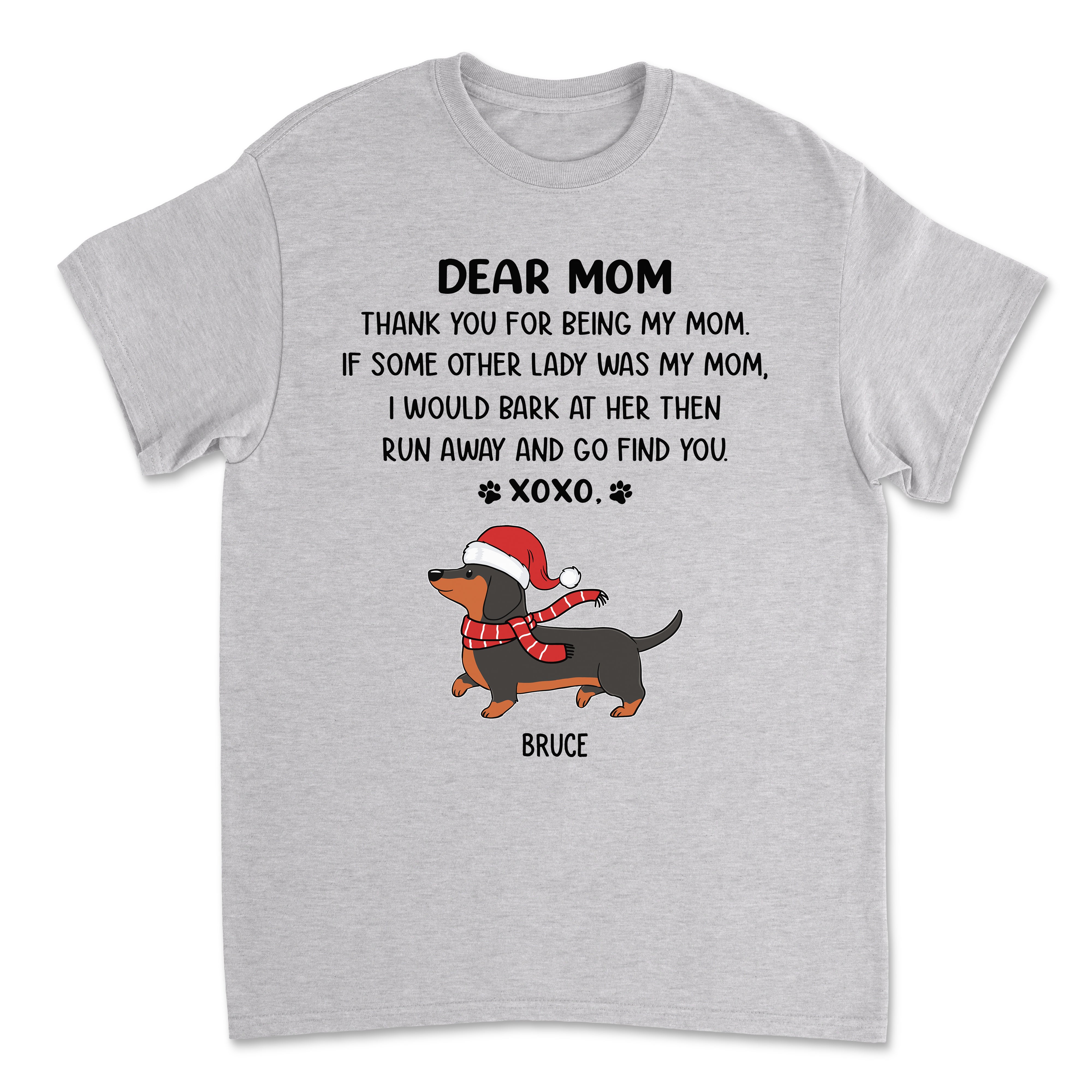 Dear Mom/Dad XoXo Christmas Personalized Unisex Custom T-shirt for Pet Lovers