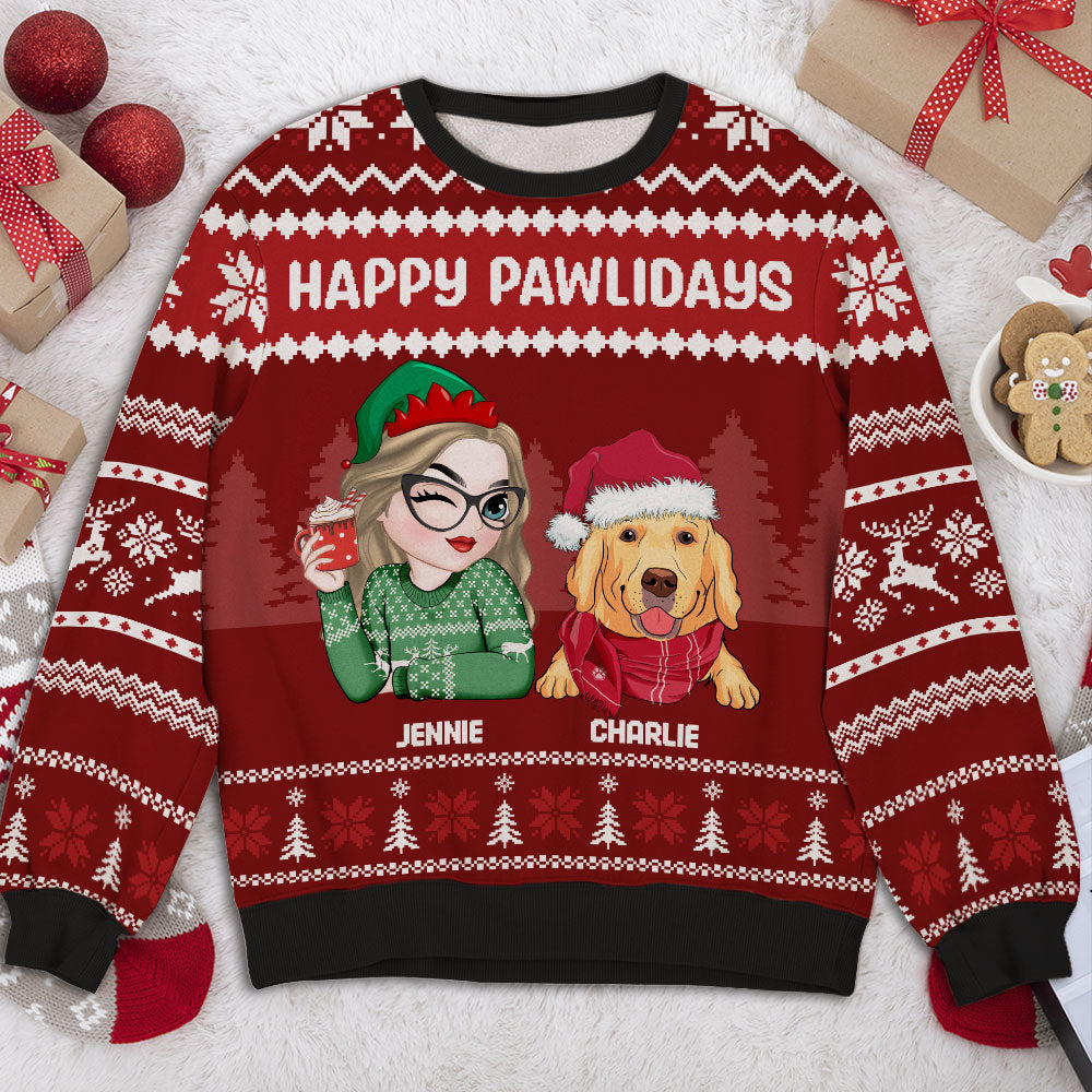 Personalized Custom All-Over-Print Christmas Sweatshirt for Dog Moms and Dads