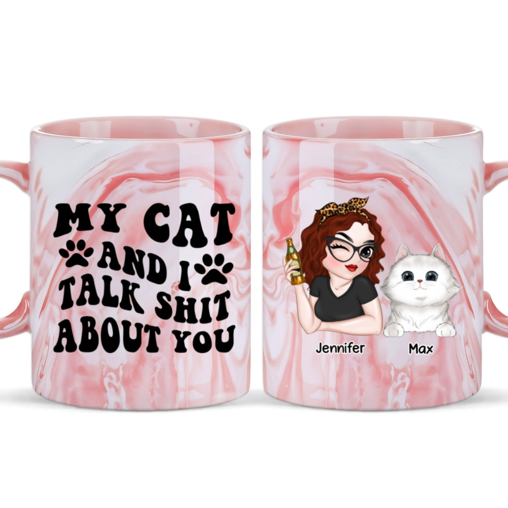 Personalized Pink Marble Mug for Sharing Your Thoughts