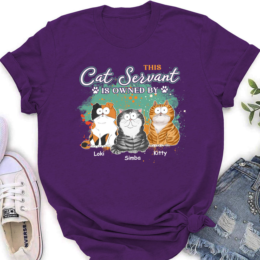 Personalized 'Cat Servant' Women's T-shirt - Ideal Gift for Pet Lovers