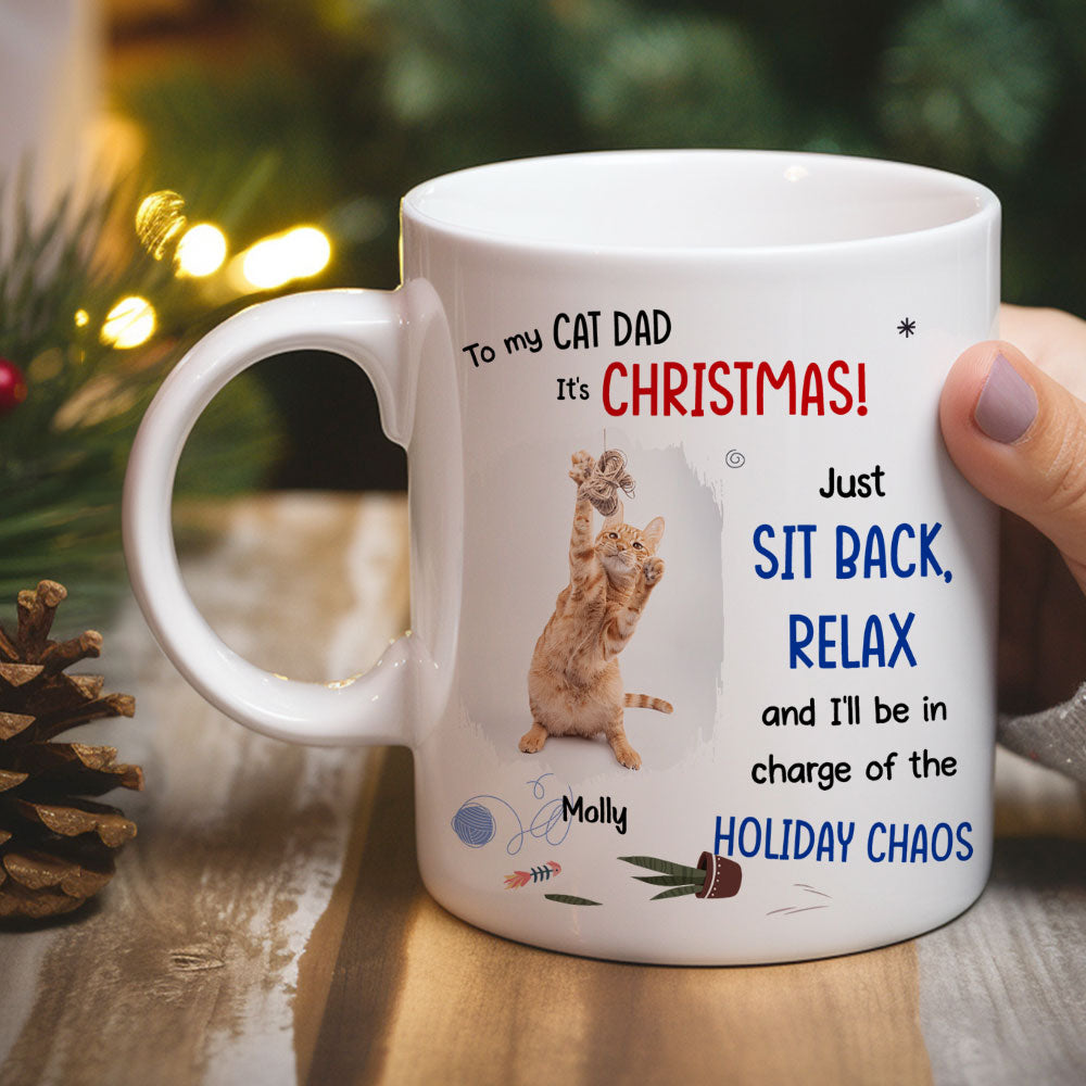 Personalized 'Let Cats Rule the Chaos' Photo Coffee Mug - Ideal Gift for Pet Lovers