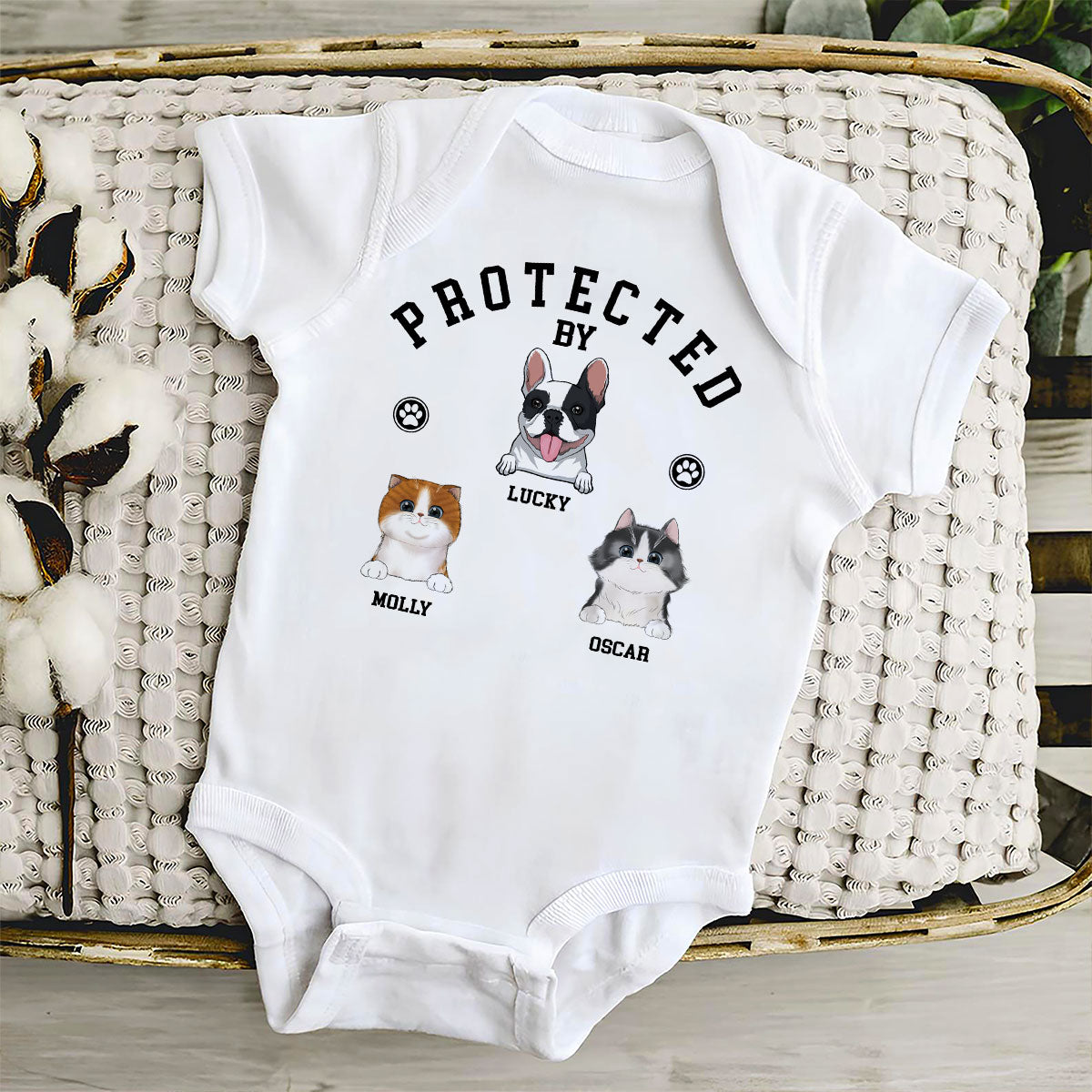 Protected By Pets - Customizable Personalized Baby Onesie