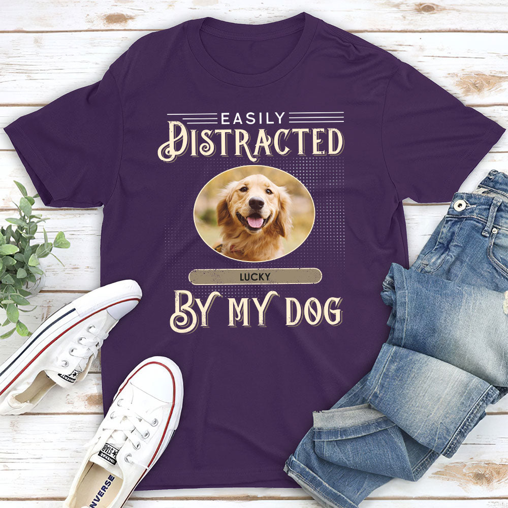 Customizable Distracted By Vintage Dog Unisex T-shirt - Ideal Gift for Pet Lovers