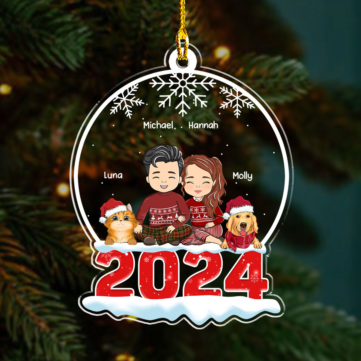 Customizable Personalized Pet Snow Globe Acrylic Ornament