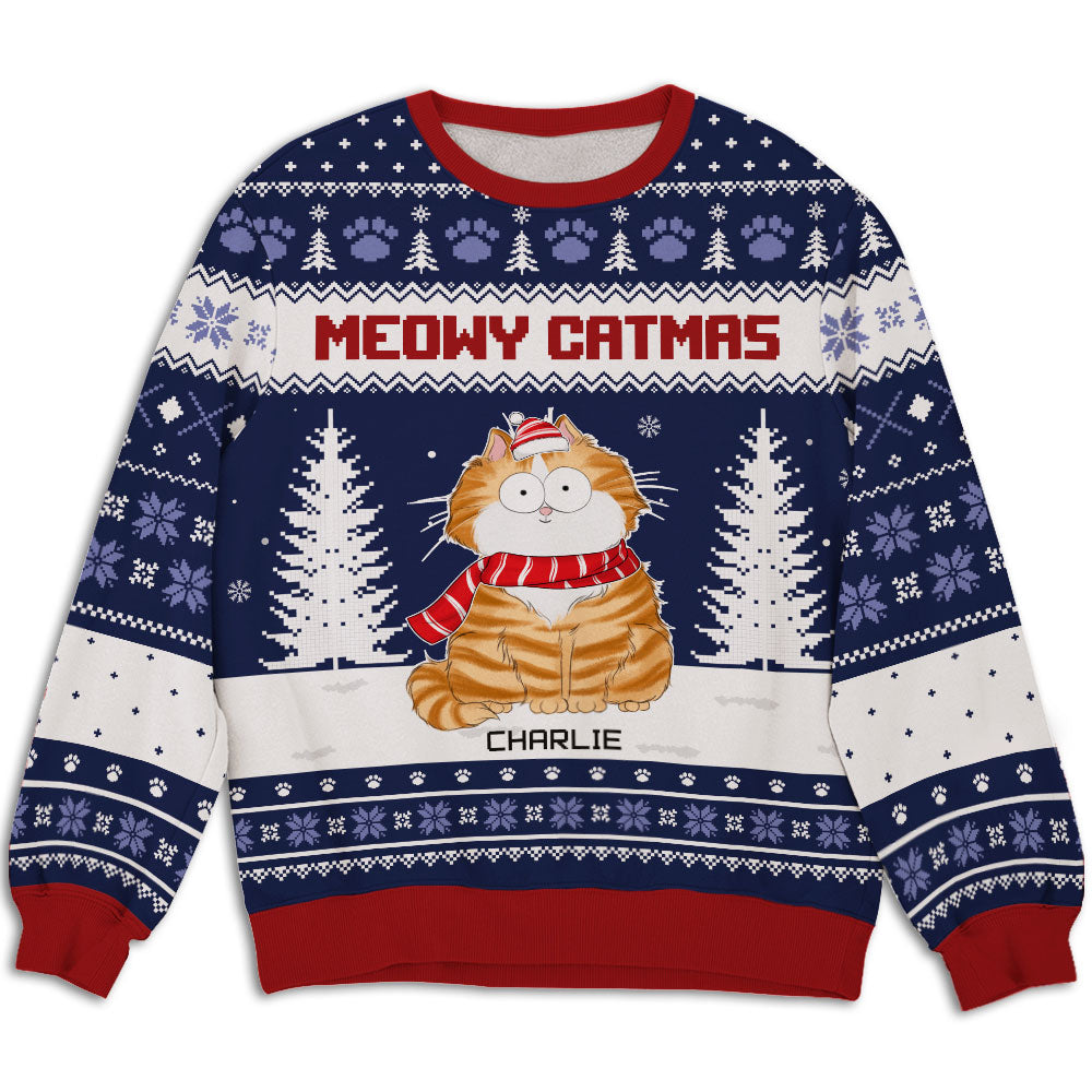 Meowy Merry - Customizable All-Over Printed Sweatshirt for Pet Lovers