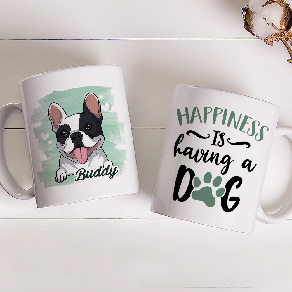 Personalized Custom 'Happiness Is Having A Dog' Coffee Mug - Ideal Gift for Pet Lovers