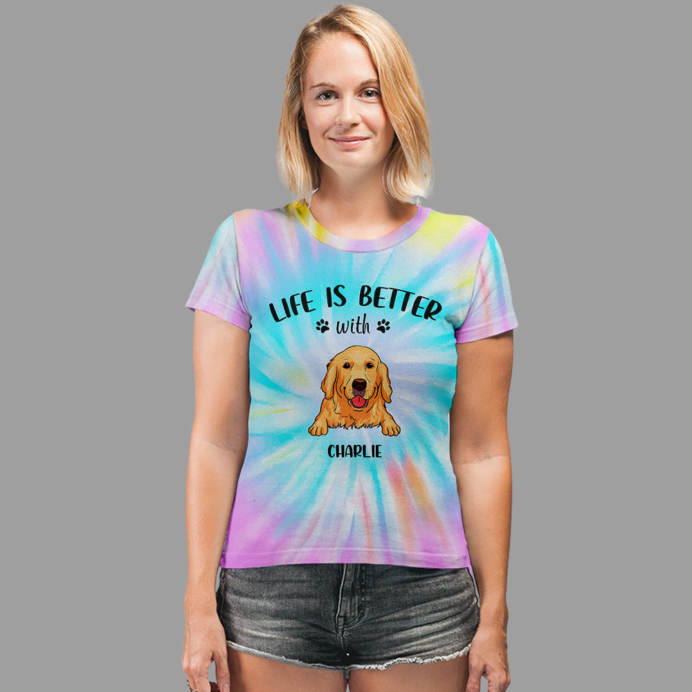 Personalized All-over-print 'Life Is Better With Dogs' T-shirt - Ideal Gift