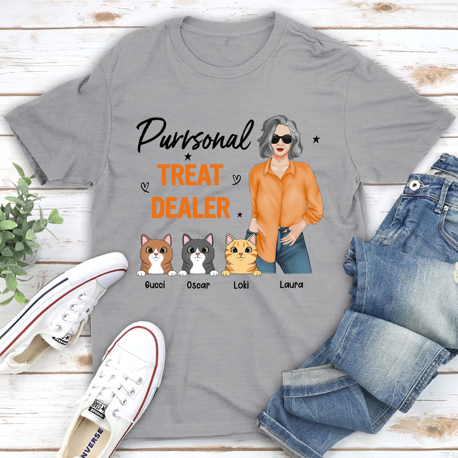 Customizable Unisex Cat Treat Lover T-shirt - Ideal Gift for Pet Enthusiasts