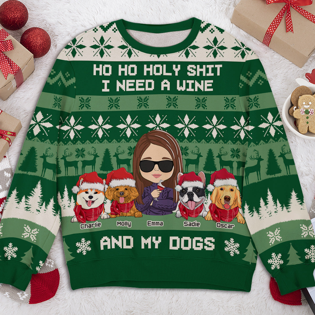 Ho Ho Christmas - Customizable All-Over Print Personalized Sweatshirt for Pet Lovers