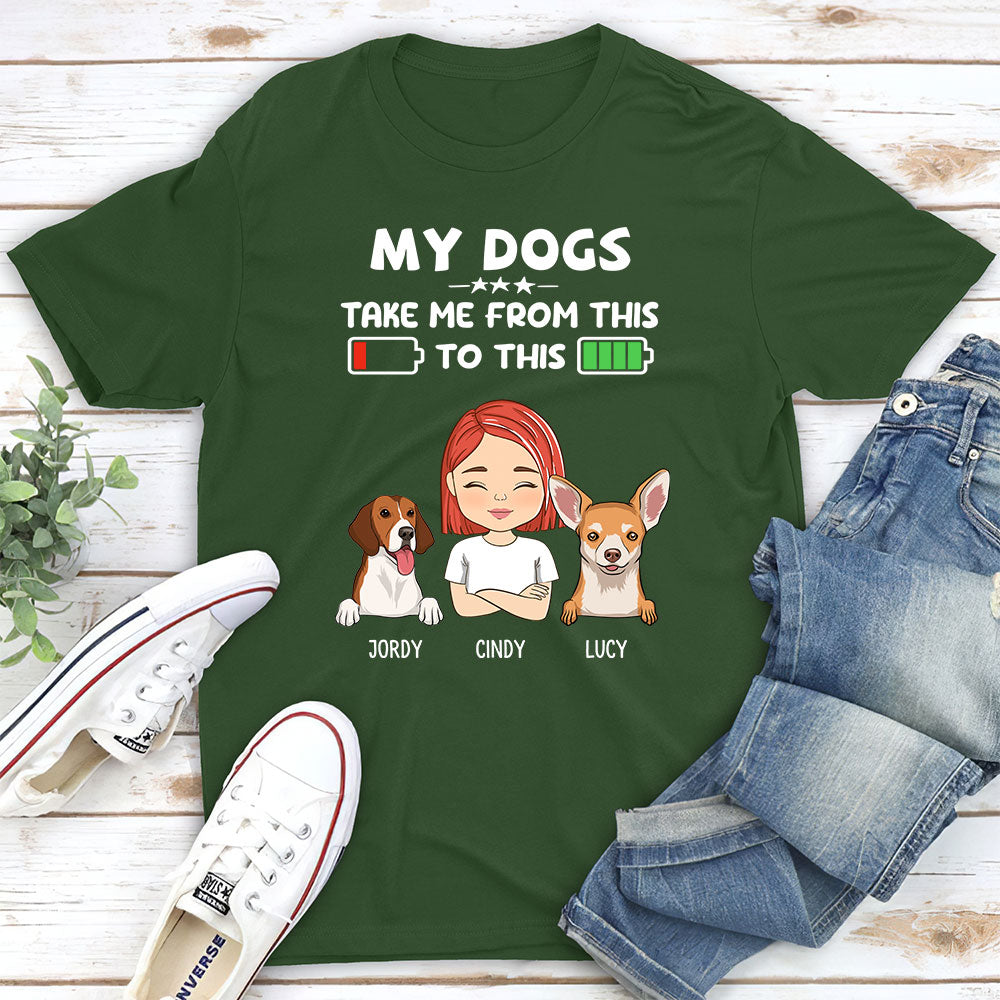 Customizable Unisex Personalized T-shirt for Pet Lovers with Battery Design