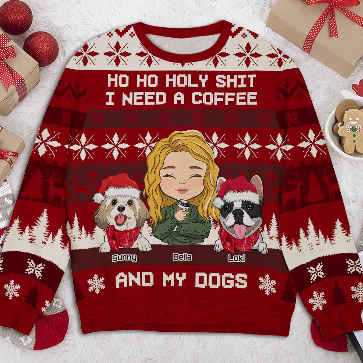 Ho Ho Christmas - Customizable All-Over Print Personalized Sweatshirt for Pet Lovers