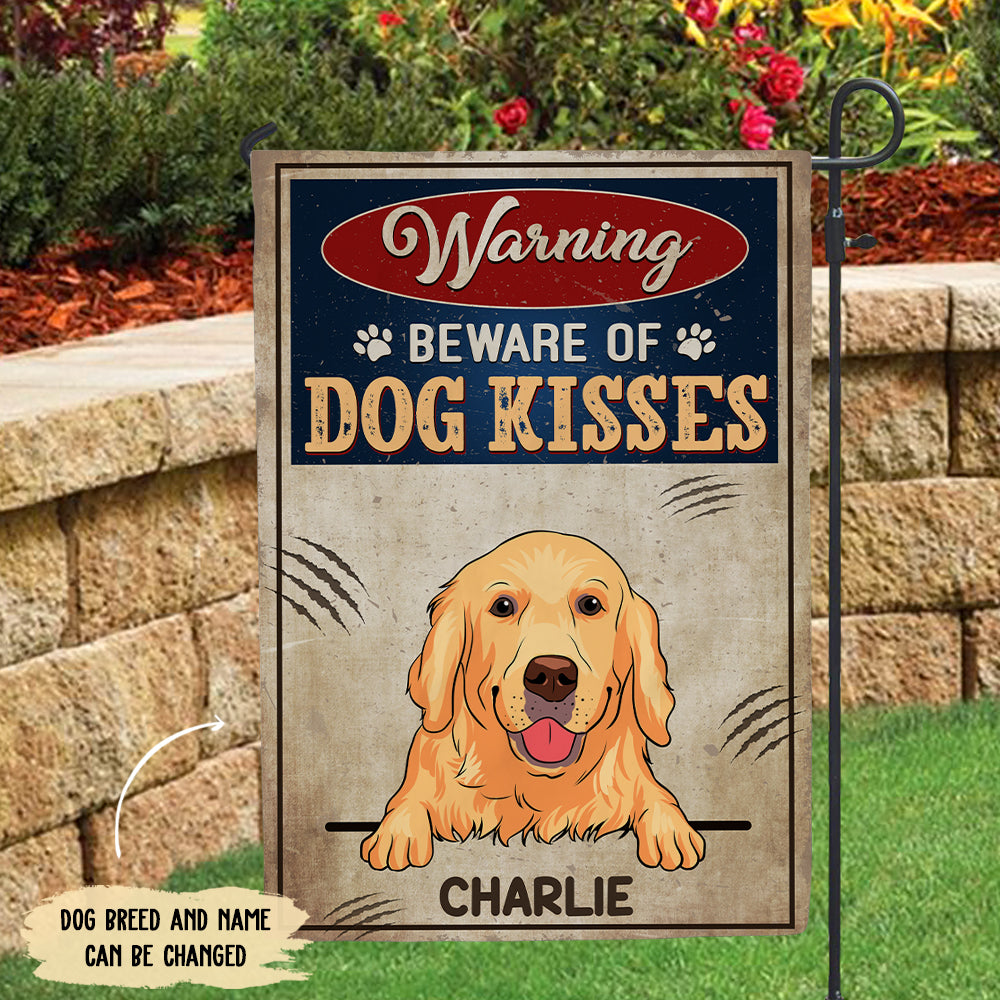Personalized Dog Kisses Custom Garden Flag - Ideal Gift for Pet Lovers
