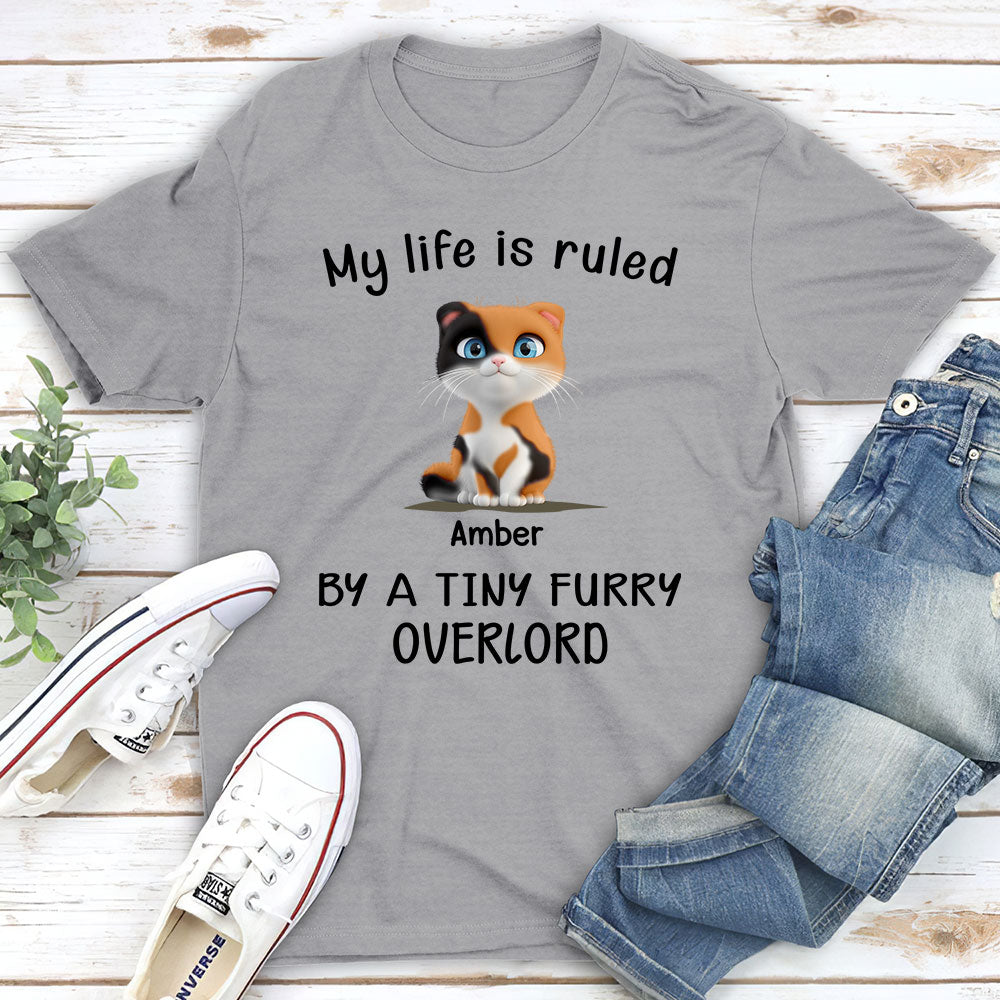 Personalized Custom Unisex 'My Life Is Ruled By Cats' Cartoon T-shirt - Ideal for Pet Lovers